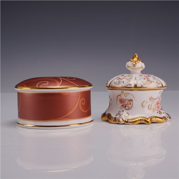 A Lot of Two Wedgwood Bone China Trinket Boxes, Marrakech and Crown Shape Patterns