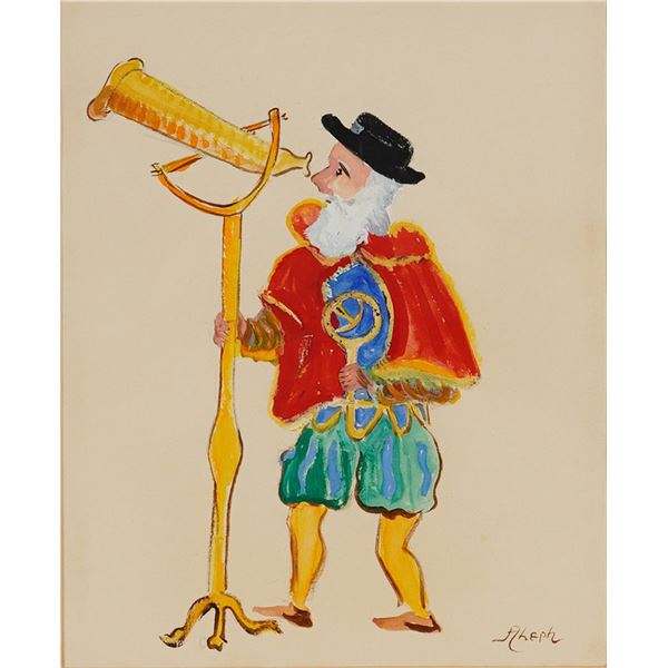 Rafael Aleph Watercolor, Gouache & Graphite on Paper, An Astronomer