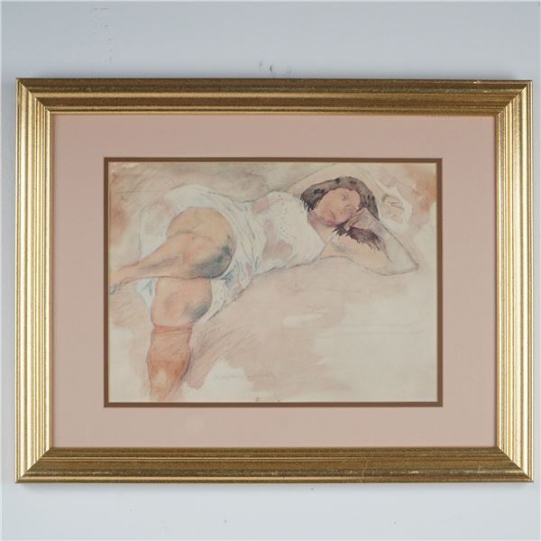 Raphael Soyer, Lithograph on Paper, Reclining Woman
