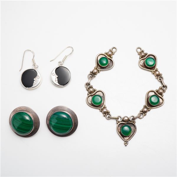 5-Piece Assortment of Sterling Silver and Gemstone Necklace and Earrings
