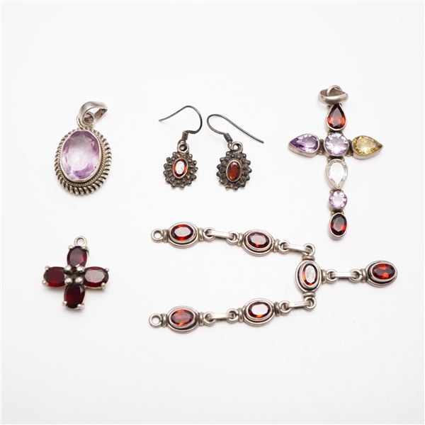 6pc Sterling Silver and Multi-Gemstone Jewelry Collection
