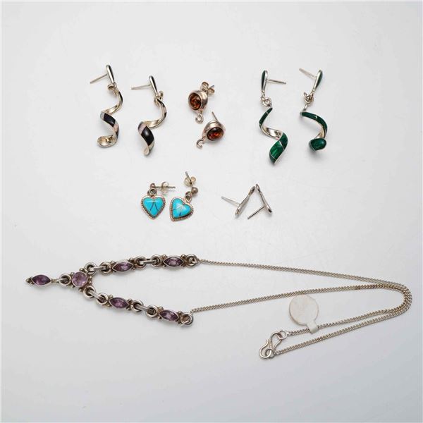 13 Piece Collection of Sterling Silver and Multi-Gemstone Jewelry