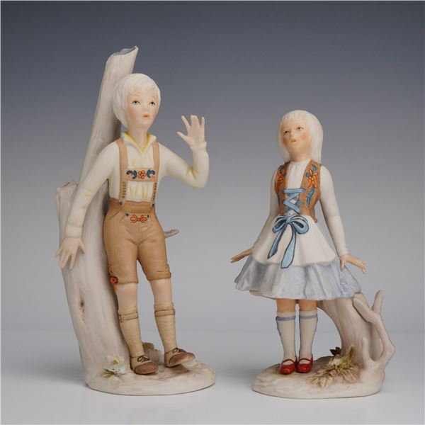 2pc Cybis Bisque Porcelain Figurines, Hansel and Gretel