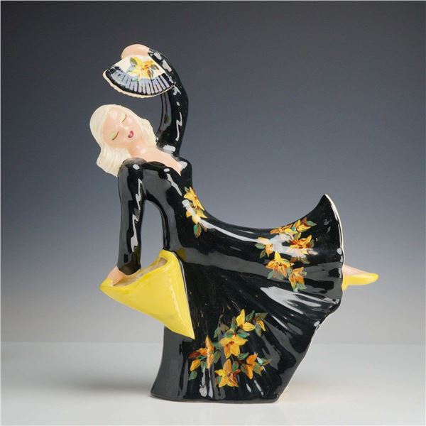 Hedi Schoop Hollywood Gal Figurine with Black Floral Dress and Fans