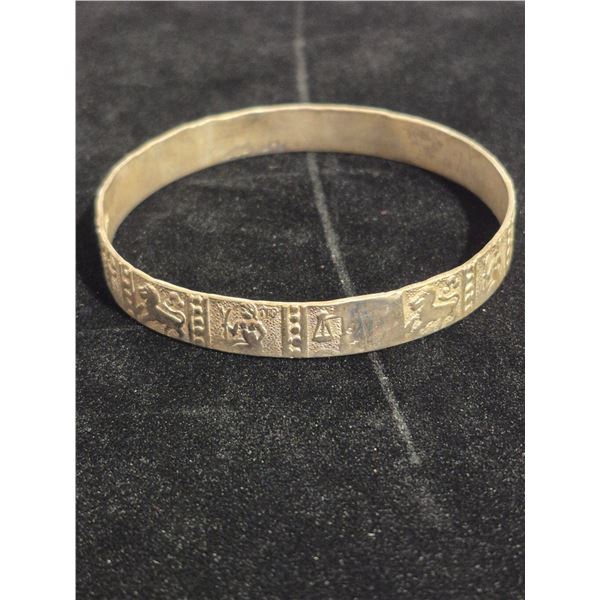 Embossed Mexican Silver Bangle Bracelet