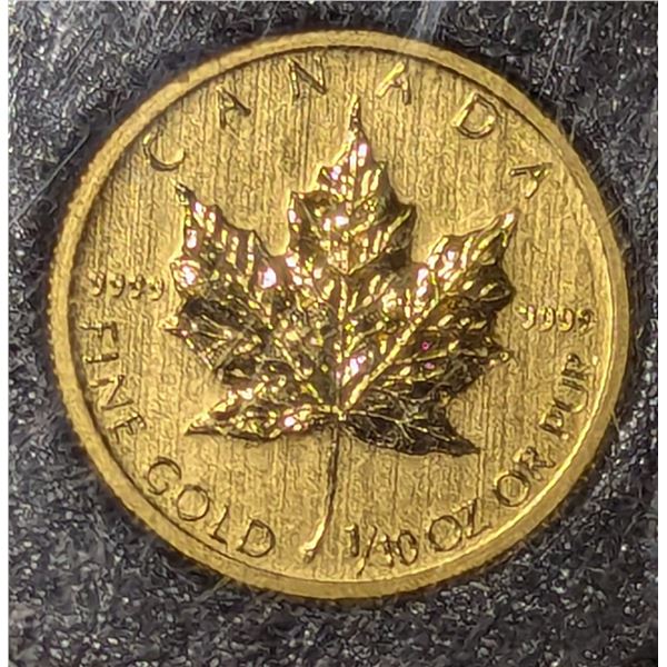 999.9 Fine Gold 1/10 Oz Canadian Coin