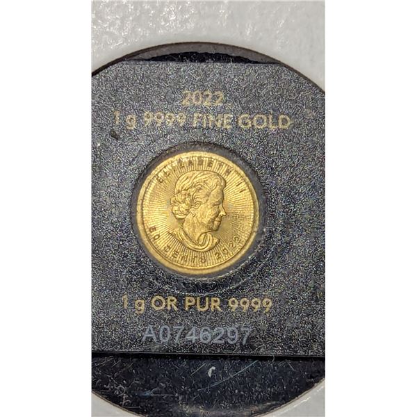 1g 9999 Fine Gold Canadian Coin