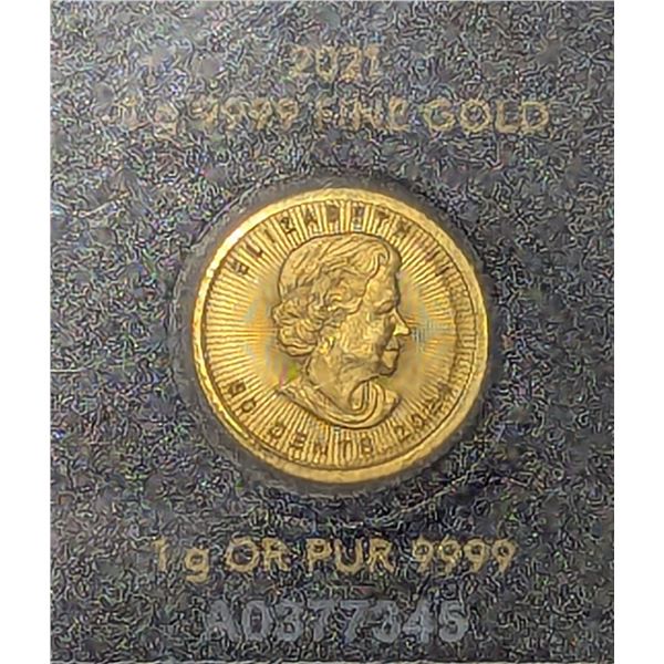 1g 9999 Fine Gold Canadian Coin