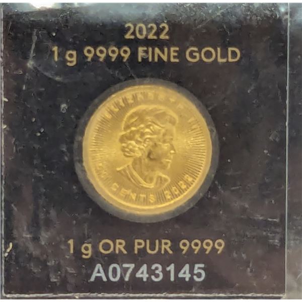 1g 9999 Fine Gold Canadian Coin