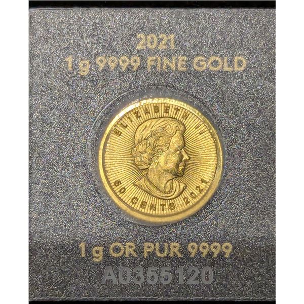 1g 9999 Fine Gold Canadian Coin