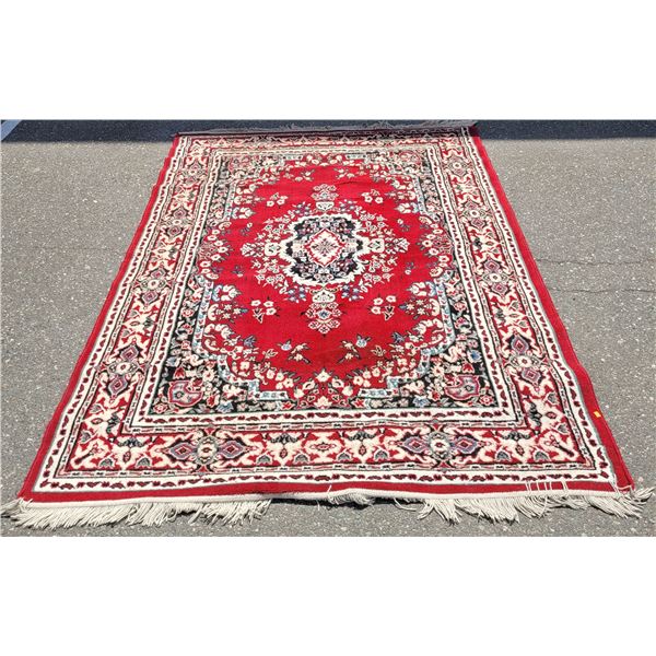Large Red Persian Style Rug, 88x64 inches
