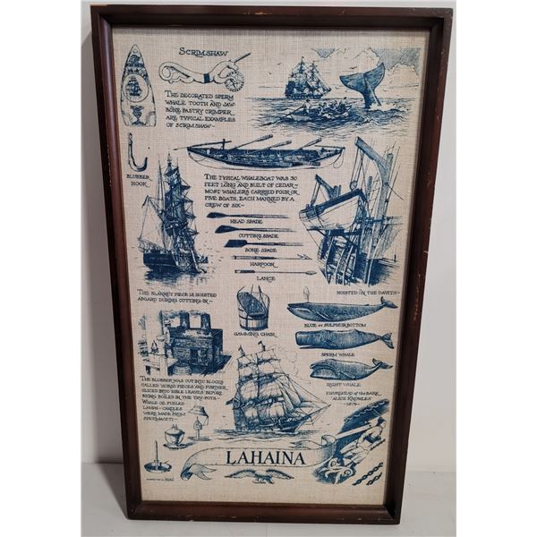 VTG Kay Dee, Whaling Scenes Frames Tea Towel