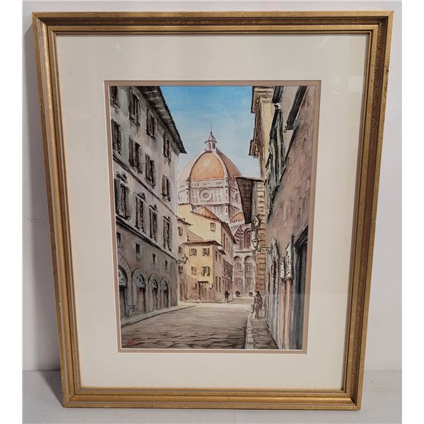 Framed Florence Cityscape Lithograph