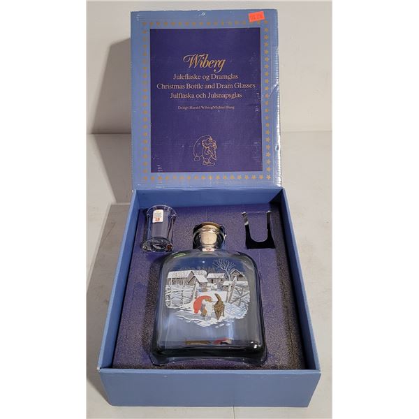 Wiberg Christmas Bottle and Shot glass, empty