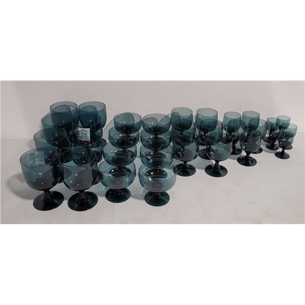 Lot of Assorted Glass Goblets, Tumblers, & Wine Glasses