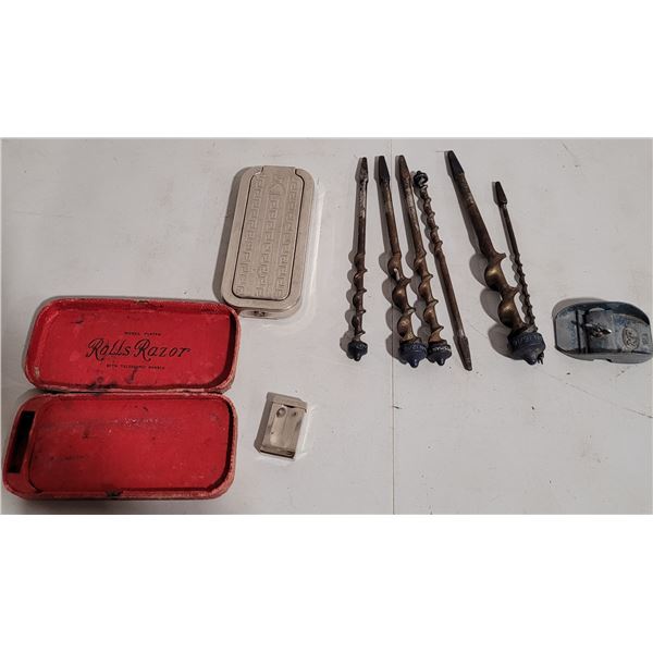 VTG Variety Lot w/ Rolls Razor, Drill Bits, & More