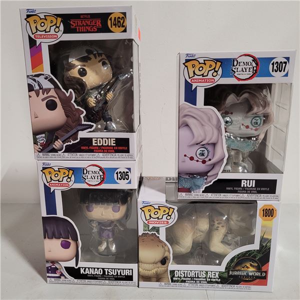 Lot of Funko Pop! Figures w/ Stranger Things, Demon Slayer, & Jurassic World