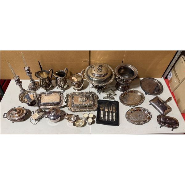 Lot of Assorted Plated Serving Ware