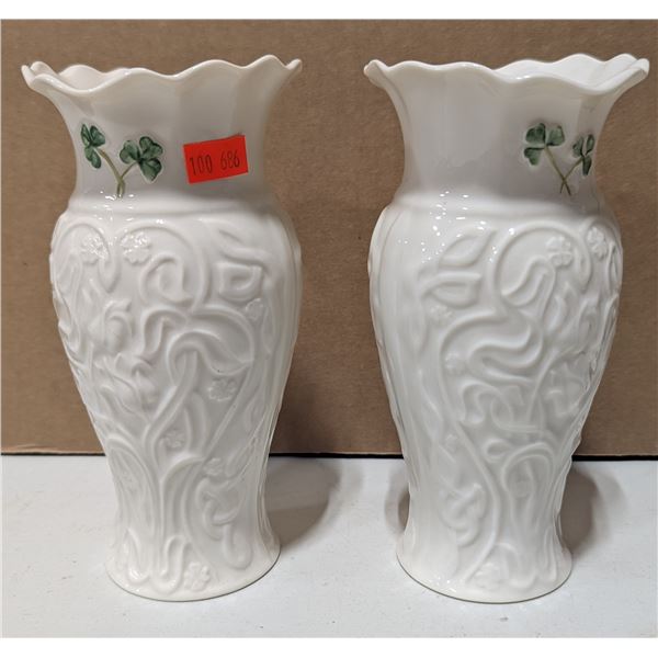 Pair of Signed Belleek Vases