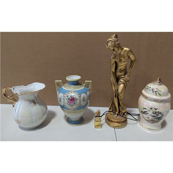 Decor Lot w/ Amphora, Sadler Jar Made in England, & More
