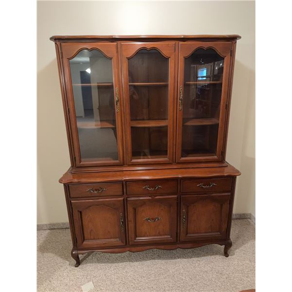 Wood China Hutch with Glass Doors