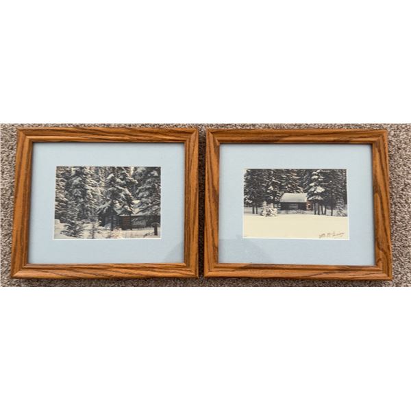 Two Framed Winter Scene Prints 9.5x11.5