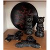 Image 1 : Black Cat Figurines and Decorative Tray