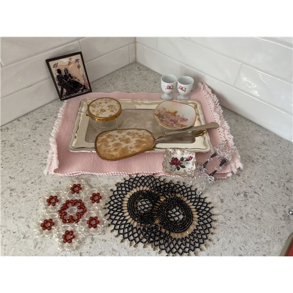 Decorative Vanity Set with Porcelain Dishes