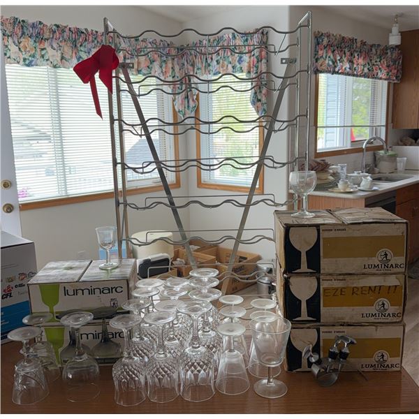 Wine Rack and Wine Glasses Collection with Drinking Game