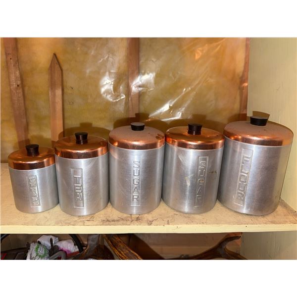 5 Aluminum Canisters with Copper Lids