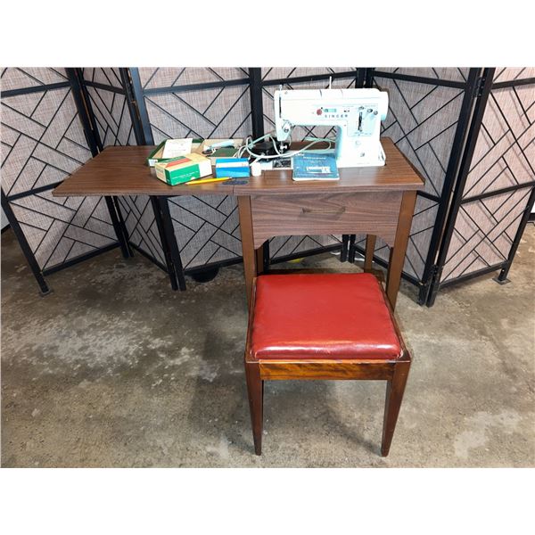 Singer Sewing Machine with Table and Stool