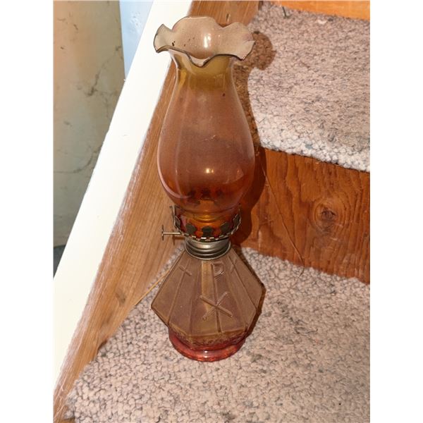 Glass Oil Lamp with Etched Base
