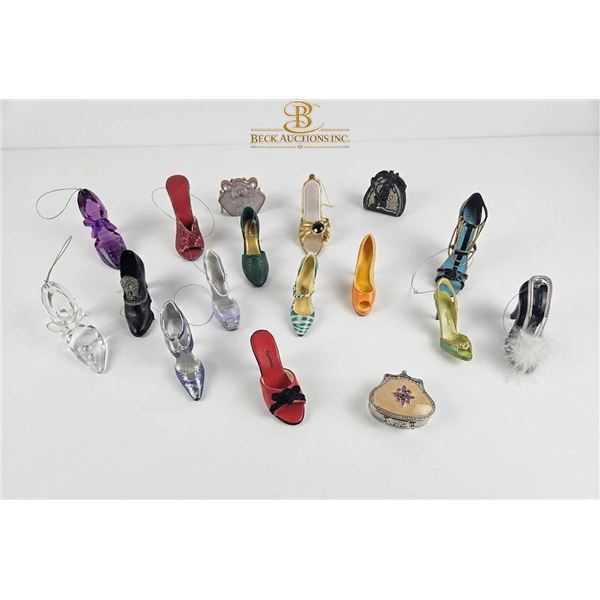13 Miniature Decorative Shoes and 3 Purses