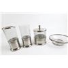 Image 2 : 5 Piece Crackled Glass Washroom Set, Vase,Gar
