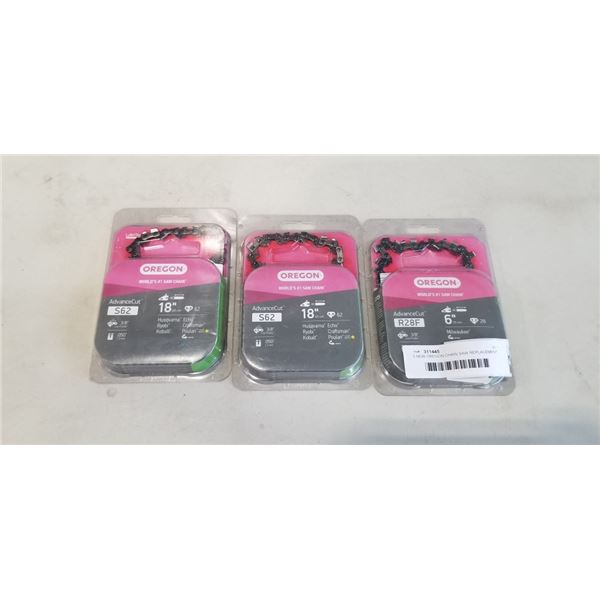 3 NEW OREGON CHAIN SAW REPLACEMENT BLADES - 6" AND 2 18"