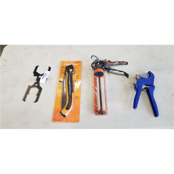 NEW FISKARS TREE BRANCH BLADE, CUTTERS,A ND CAULKING GUN