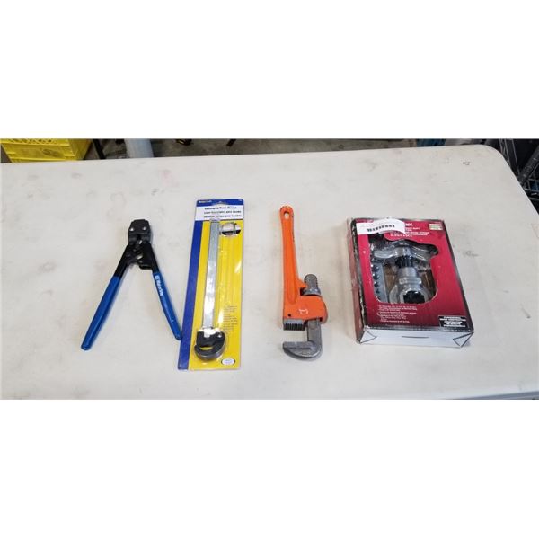 NEW TELESCOPING BASIN WRENCH, HUSKY 3/16-3/4" FLARING TOOL, PLIERS AND WRENCH