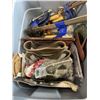 Image 3 : 2 TOTES OF TOOLS, CLAMPS, BELT SANDING SHEETS, ETC