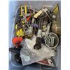Image 4 : 2 TOTES OF TOOLS, CLAMPS, BELT SANDING SHEETS, ETC