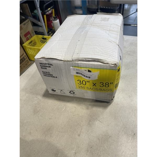 CASE OF BLACK GARBAGE BAGS 30"X38" - OPEN, BUT MOSTLY FULL