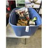 Image 1 : TOTE OF ELECTRIC HEATER, TOOLS BELTS, FRY PANS AND CAULKING GUNS ETC