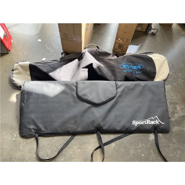 SNOWBOARD W/ CARRY BAG AND SPORTRACK TRUCK TAILGATE COVER
