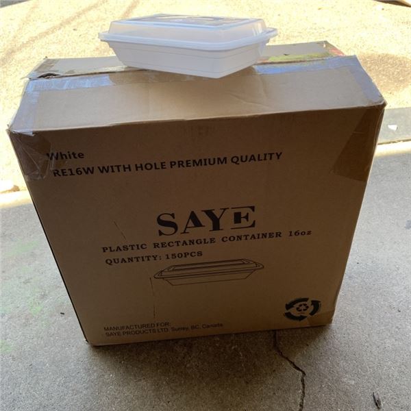CASE OF SAYE 16OZ PLASTIC RECTANGULAR CONTANERS 150PC