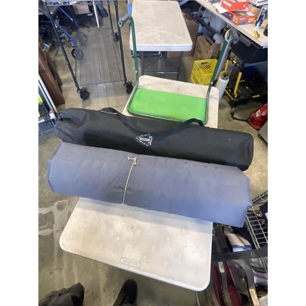 CAMP COT AND ROLL UP SLEEPING MAT - CAN SUPPORT UP TO 300LBS