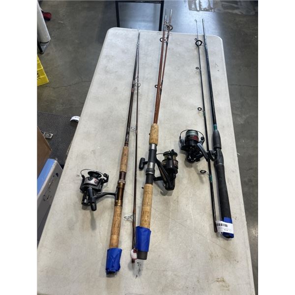 3 FISHING RODS W/ REELS
