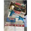 Image 1 : TRAY OF TOOLS INCLUDING BLACK & DECKER DRILL STAND, LEVEL, HAMMERS ETC