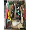 Image 2 : TRAY OF TOOLS INCLUDING BLACK & DECKER DRILL STAND, LEVEL, HAMMERS ETC