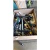 Image 2 : LARGE TRAY AND BIN OF ASSORTED TOOLS, HARDWARE, GRINDER DISC, ETC