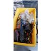 Image 4 : LARGE TRAY AND BIN OF ASSORTED TOOLS, HARDWARE, GRINDER DISC, ETC
