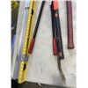 Image 3 : 2 SLEDGE HAMMERS, LEVELS, CROW BAR, AND LARGE SHEARS